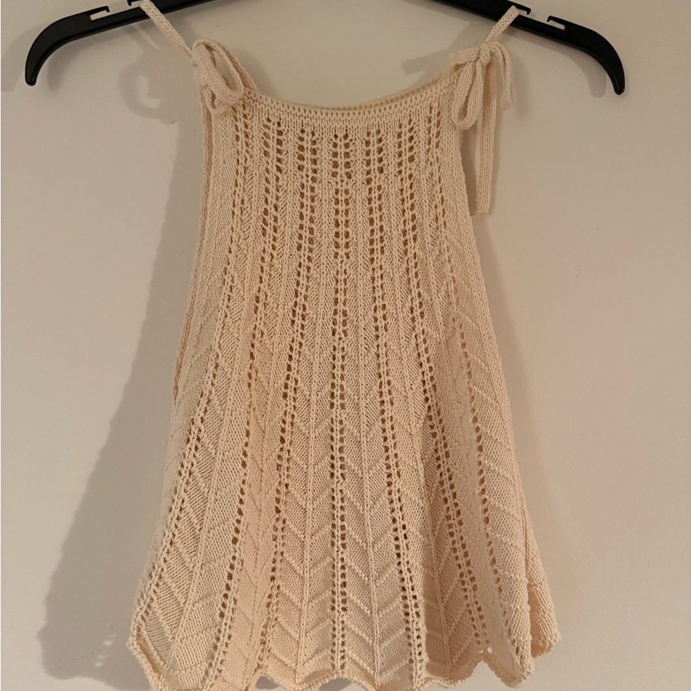 Zara Cream Knit Sleeveless tie up Top